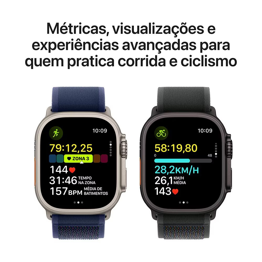 Apple Watch Ultra 2 GPS + Cellular • Caixa preta de titânio de 49mm • Pulseira loop Trail preta P/M