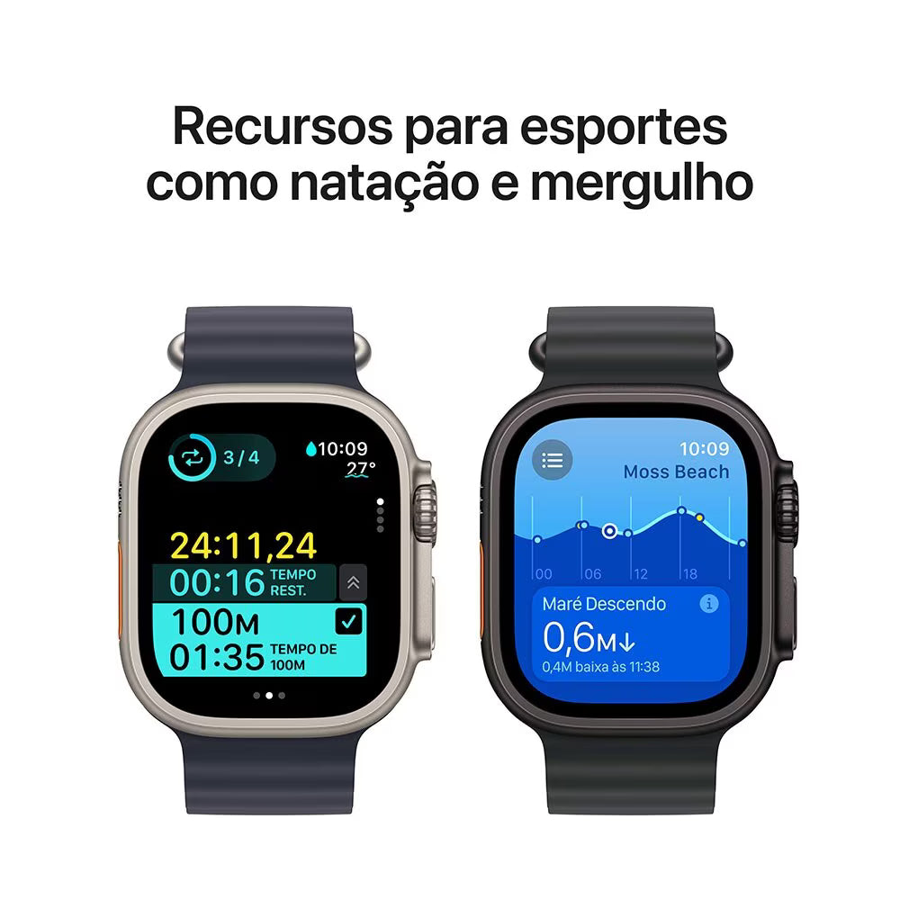 Apple Watch Ultra 2 GPS + Cellular • Caixa preta de titânio de 49mm • Pulseira loop Trail preta P/M