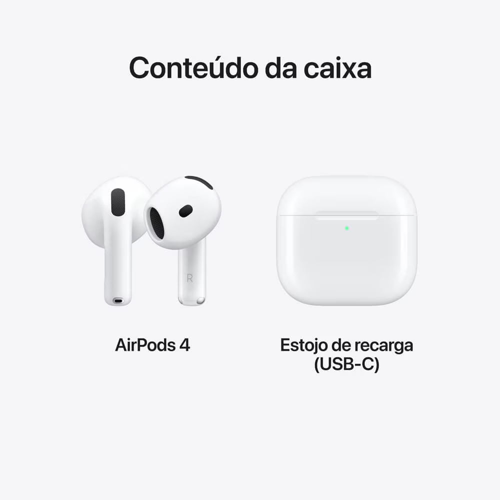 Apple AirPods 4 com estojo de recarga USB-C - Branco