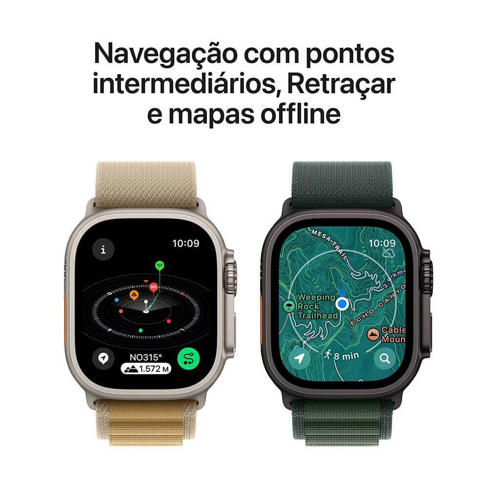 Apple Watch Ultra 2 GPS + Cellular • Caixa preta de titânio de 49mm • Pulseira loop Trail preta P/M