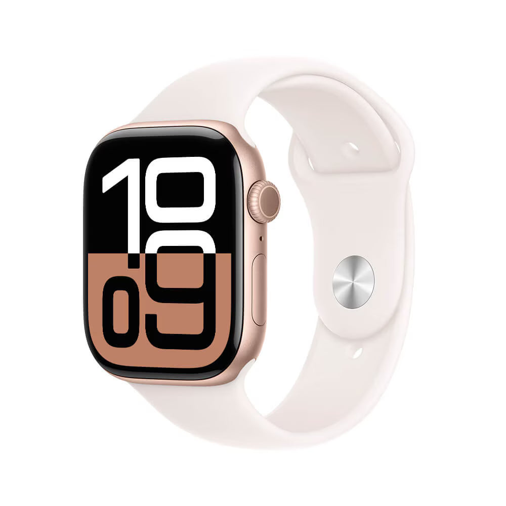Apple Watch Series 10 GPS • Caixa preta brilhante de alumínio – 42 mm • Pulseira esportiva preta – P/M